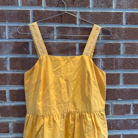 J. Crew Embroidered Scalloped Tiered Midi Dress 0 Marigold - Picture 9 of 14